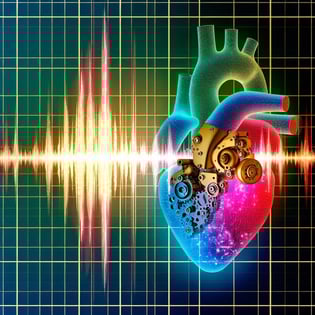 robot heart with audio waveform